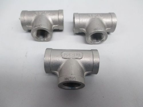 LOT 3 NEW NA MB-304 150-3/8 STAINLESS STEEL TEE PIPE FITTING D240609