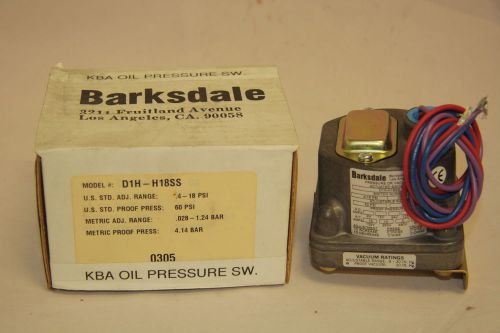 Barksdale d1h-h18ss vacuum pressure switch 0.4-18 psi 600v 3 amp new in box for sale