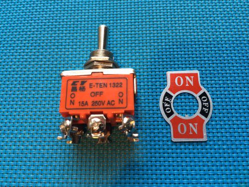 TOGGLE SWITCH DPDT 6 PIN 12mm ON  / OFF / ON 3 POSITION  AC / DC 15A @ 250V
