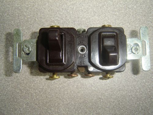 Eagle cooper 276b brown combination two 3 way quiet switches w/gnd 120/277v nib for sale