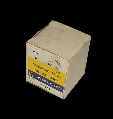 ONE NEW BOX OF 6 SQUARE D OVERLOAD RELAY THERMAL UNITS MODEL B1.67