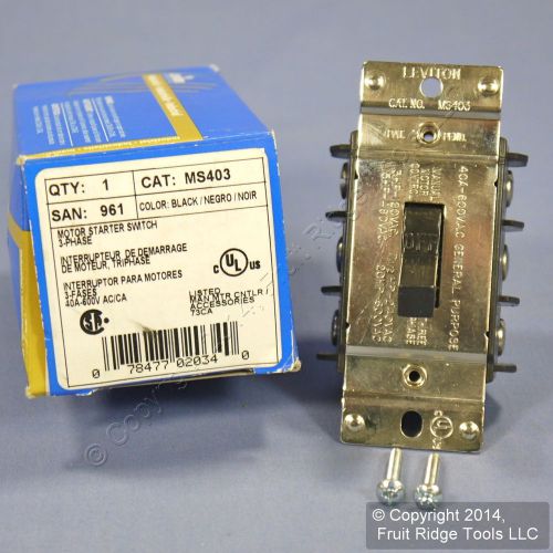 Leviton motor starter tpst toggle switch disconnect rated 40a 600v ms403 boxed for sale