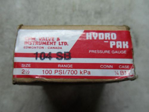 (x8-20) 1 nib hydro-pak 104 sb pressure gauge 0-100 psi for sale