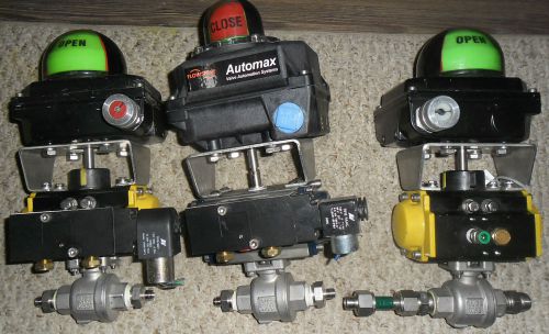 Lot of 3 sharpe 1/2&#034; 2000wog cf8m ball valve c/w actuator &amp; position indicator for sale