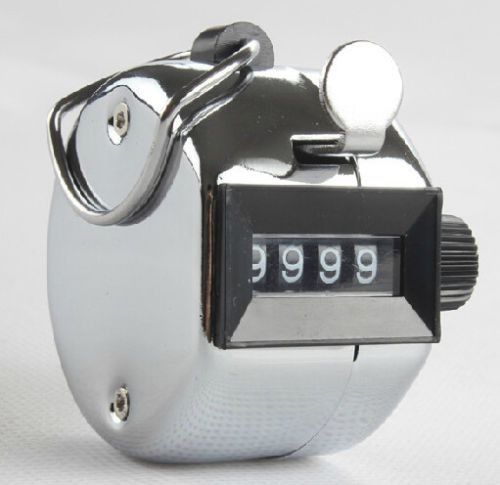Good Quality Mini 4 Digit Number Manual Chrome Hand Tally Counter Clicker Golf