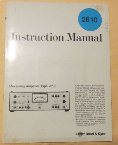 Bruel &amp; Kjaer measuring amplifier  2610 original manual