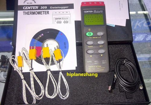 Four Input Channels K Type Thermometer 16K Records Data Logger RS232 Center 309