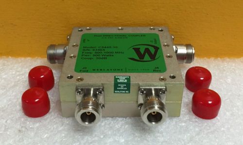 Werlatone C5445-10 500 to 1000 MHz, 30dB, 500W, Type N, Dual Directional Coupler