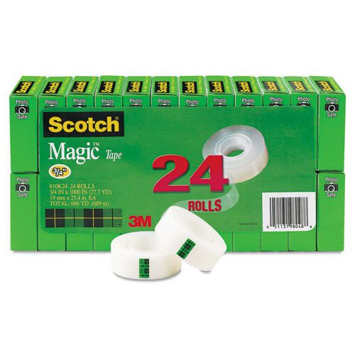 24 Rolls Scotch Invisible Magic Tape, 3/4&#034; x 1000&#034; Per Roll, Photo Safe