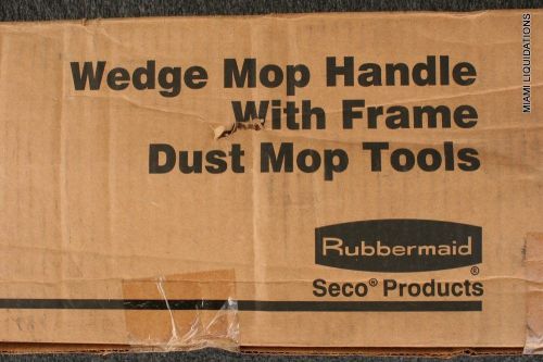 Case of 12 wooden 54&#034; wedge dust mop handle w/ metal frame rubbermaid u110 lot for sale