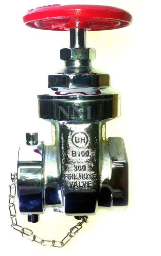 2 1/2 &#034;  fire hose-hydrant gate valve 300psi, with cap &amp; chain- polished chrome for sale
