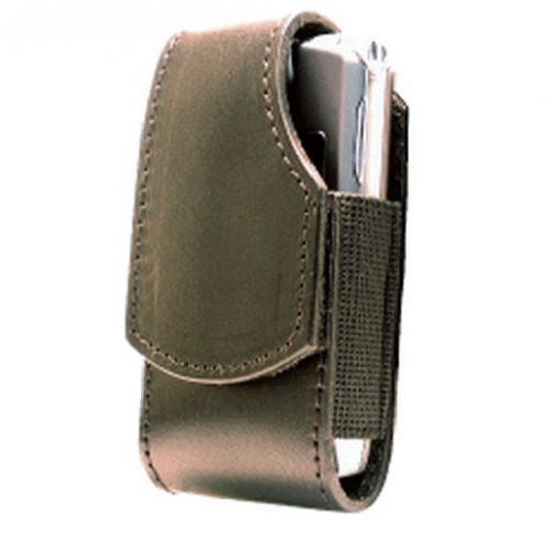 Boston leather 5540-1 plain brown small flip-phone cell holder w/clip - 2&#034; x 4&#034; for sale
