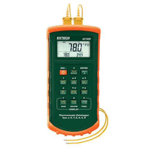 EXTECH 421509 Dual Input Datalogging Thermometer W/ Alarm, US Authorized Dealer
