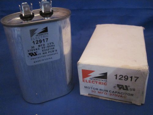 Nos a/c 370 vac oval  motor run capacitor 30 uf mfd hvac interstate electric for sale