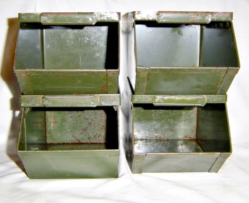 Set of 4 Stackbin Trays / Bins NO. 0  Stackbin Corporation RI  Military Green