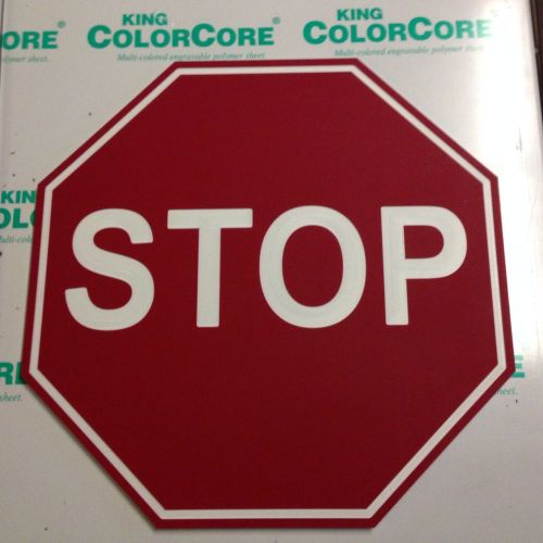 Traffic sign, 30 x 30in, color core plastic 1/2&#034; red/white/red, stop, text for sale