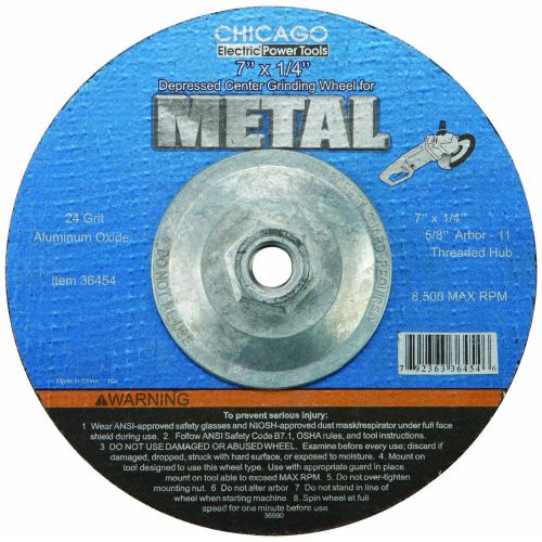 7&#034; 24 grit metal grinding wheel 5/8-11&#034; arbor 8500 rpm maximum for sale