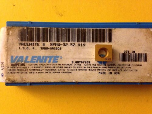 Valenite carbide inserts (qty9) spmw-32.52 v1n for sale