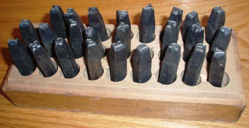 Steel Stamp Punch Die 1/4&#034; Letters A-Z  (Missing M, Q) 25 pieces Vintage