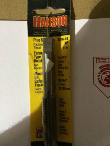 HANSON Irwin Fractional Plug Tap Size 9/16&#034;-18NF Industrial Tool 8149
