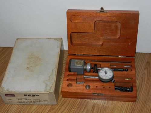 Lufkin no. 299 dial test indicator .001 with miti-mite magnetic base holder case for sale