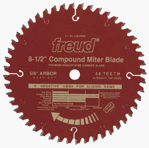 Freud LU91R008 8-1/2-Inch 48 Tooth ATB Saw Blade with 5/8-Inch Arbor and PermaSh