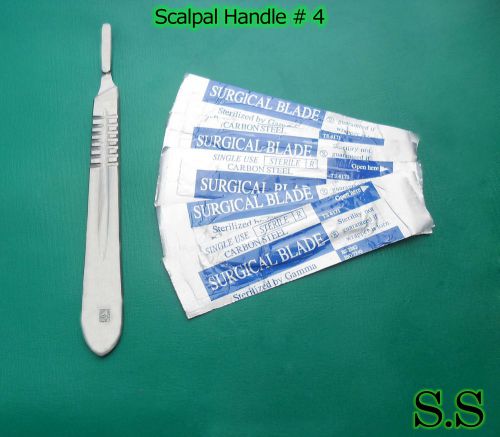 Stainless Steel Scalpel Handle , # 4+ 5 Surgical Sterile Blades # 20