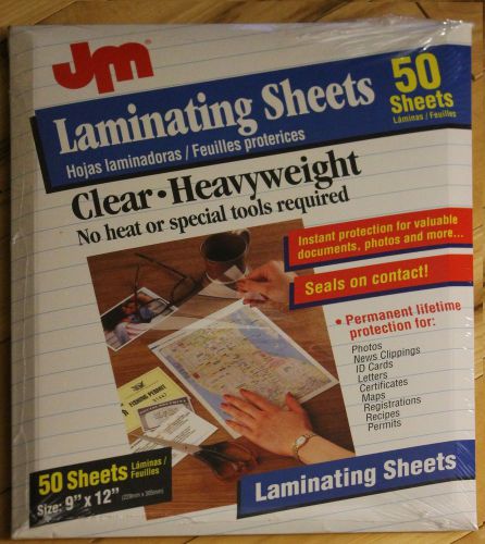 JM Self Adhesive Heavy Weght Laminating Sheets 50ct 9x12 Hojas Laminadoras