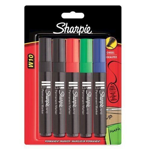 Sharpie w10 bullet tip permanent marker assorted colours - pack of 5 for sale