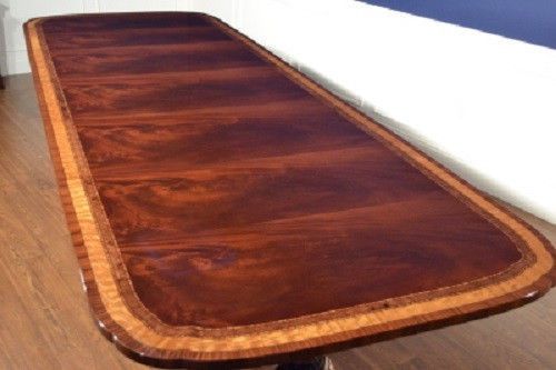 Hand Crafted American Large Flaming Mahogany Conference Table 12 + Ft Long