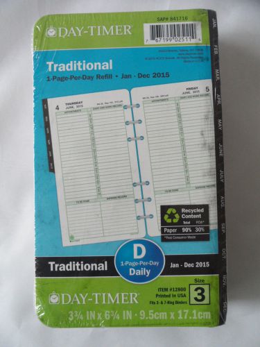Day Timer Traditional 1-Page-Per-Day Refill, 2015, Size 3, #12800