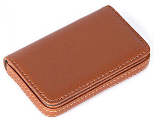 Gift Business Name Card Holder Leather Pocket Wallet Box Case Coffee