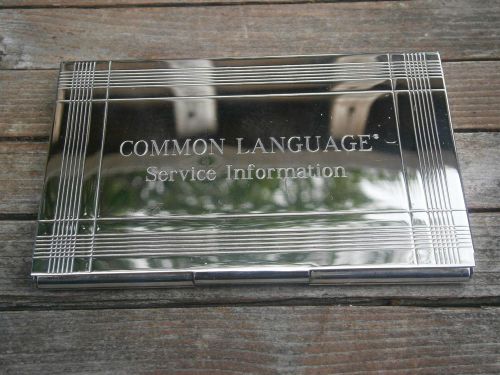 Common Language Service Information Very Pale Gold Tone Business Card Holder