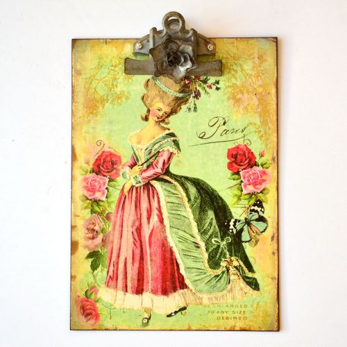 Shabby Cottage Chic Victorian Woman Clipboard Rose Vintage Style Cute