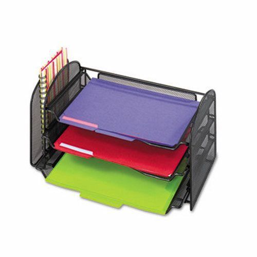 Safco Mesh Desk Organizer, 1 Vertical/3 Horizontal Sections, Black (SAF3265BL)