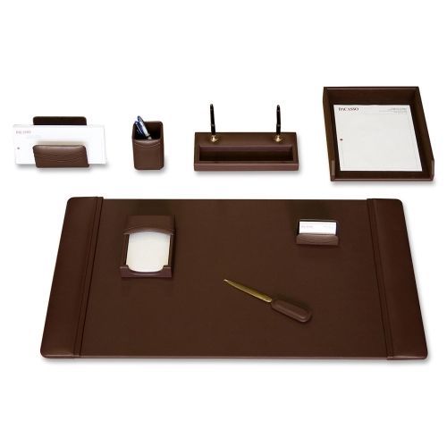 Dacasso Chocolate Brown Leather 8-Piece Desk Set - DACD3412