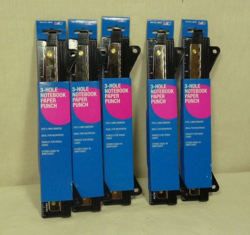 3 Hole Notebook Paper Punch - Fit in 3 Ring Binder - Pack of 5 - New in package