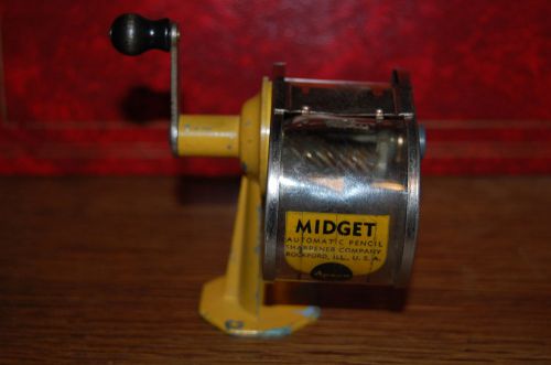 Vintage MIDGET APSCO PENCIL SHARPENER yellow with wooden knob