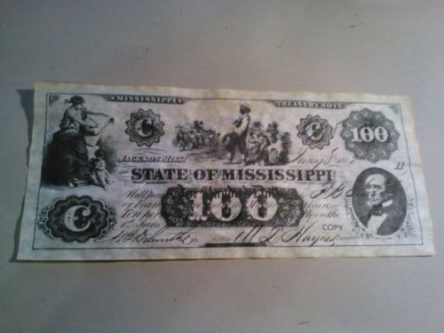 Old Confederate Civil War $100 doller large size note bank paper rare copy