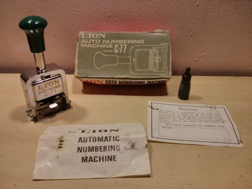 Vintage Lion Office Auto Numbering Machine - C-77 -FOR PARTS/NOT WORKING FULLY