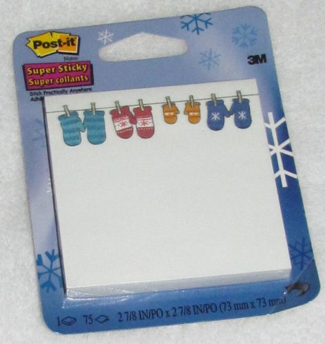 NEW! 2004 SUPER STICKY 3M POST-IT NOTES WINTER UNIQUE SHAPE MITTENS ON A LINE