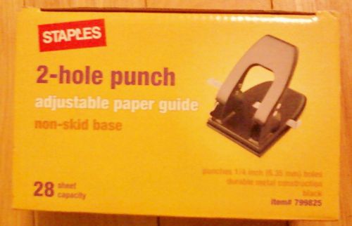 Staples 2-Hole Punch Adjustable Paper Guide- Non Skid Base -28 Sheet Capacity