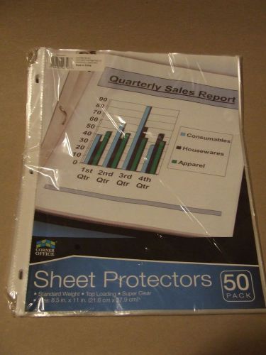 50 new corner office sheet protectors clear top loading for paper size 8.5 x 11 for sale