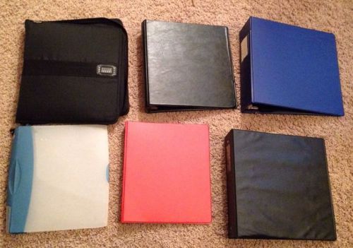 LOT OF 6 3-RING BINDERS MIXED COLORS/MIXED SIZES