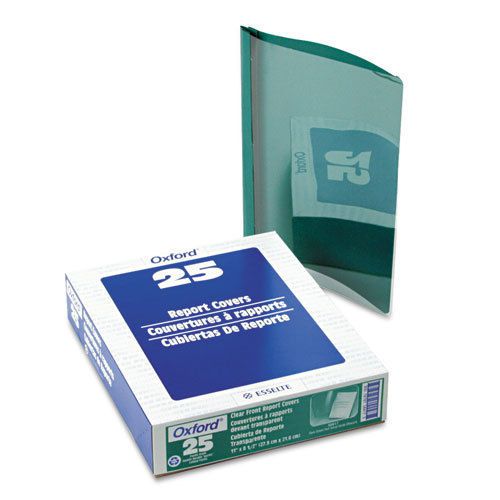 Premium paper clear front cover, 3 fasteners, letter, green, 25/box for sale