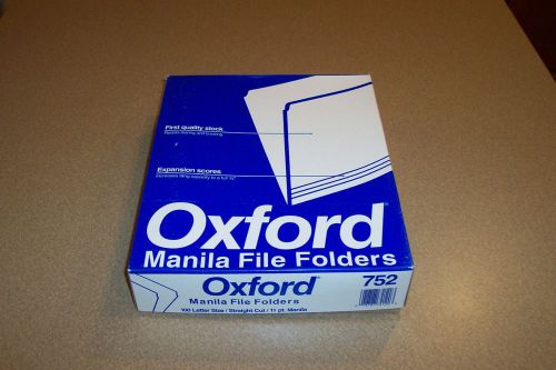 OXFORD 752 Manilla Straight Cut File Folders - Letter Sized 100 Count - Box 1