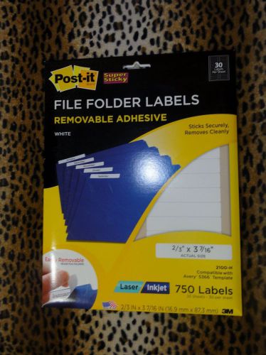Post-it File Folder Labels 2/3 &#034;x 3 7/16&#034;  30 lables per Sheet