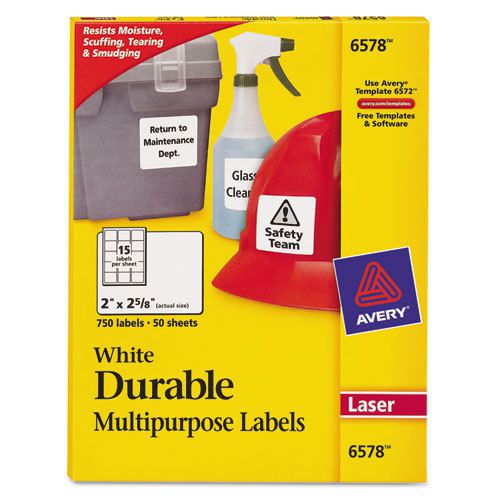 Permanent Durable ID Laser Labels, 2 x 2-5/8, White, 750/Pack