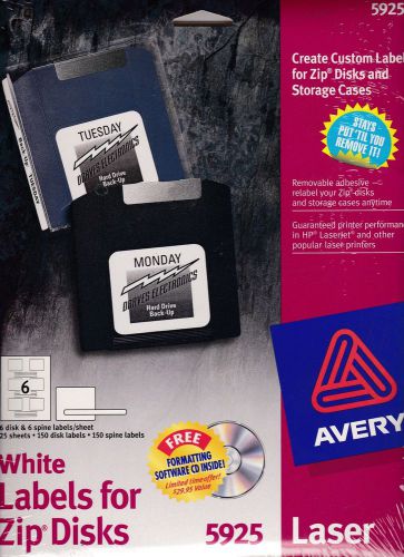 Avery 5925 white labels for Zip disks and storage cases, 150 disk &amp; spine labels