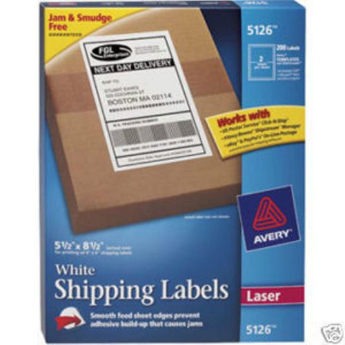 Avery 5126 Laser White Shipping Labels 5 1/2 x 8/1 in. 1000 Label Pack